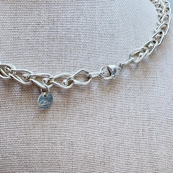 Rare Jim Miller Solid Sterling Silver Chain Fancy Link Boxy Design .25" W 22" L - Picture 5 of 11